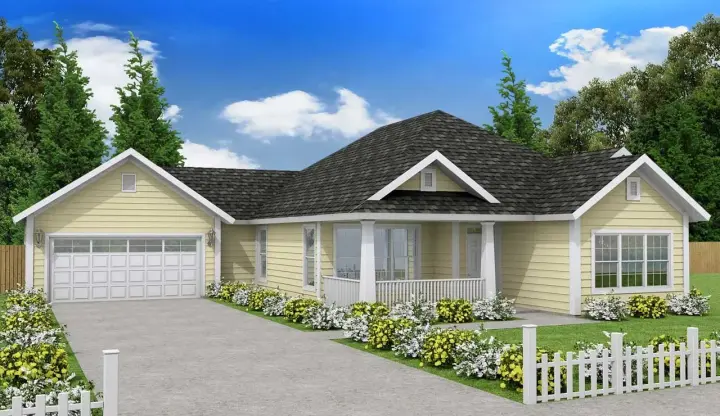 Country house plans 11-447 - front exterior, 1,668 sq ft, 4 bed, 2 bath house plans | Monster House Plans