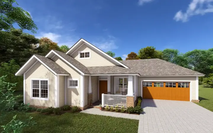 Craftsman house plans 11-450 - front exterior, 1,381 sq ft, 3 bed, 2 bath house plans | Monster House Plans