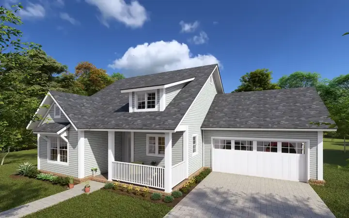 Bungalow house plans 11-454 - front exterior, 1,433 sq ft, 3 bed, 1 bath house plans | Monster House Plans