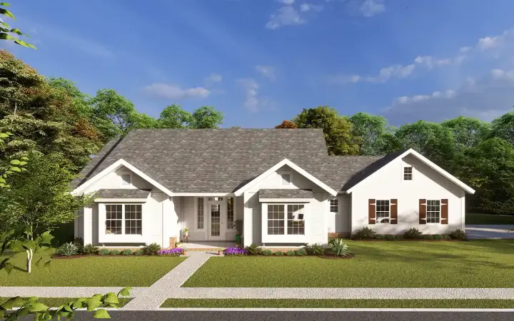 Traditional house plans 11-456 - front exterior, 1,694 sq ft, 3 bed, 2 bath house plans | Monster House Plans