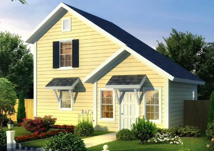 Craftsman house plans 11-480 - front exterior, 664 sq ft, 1 bed, 1 bath house plans | Monster House Plans