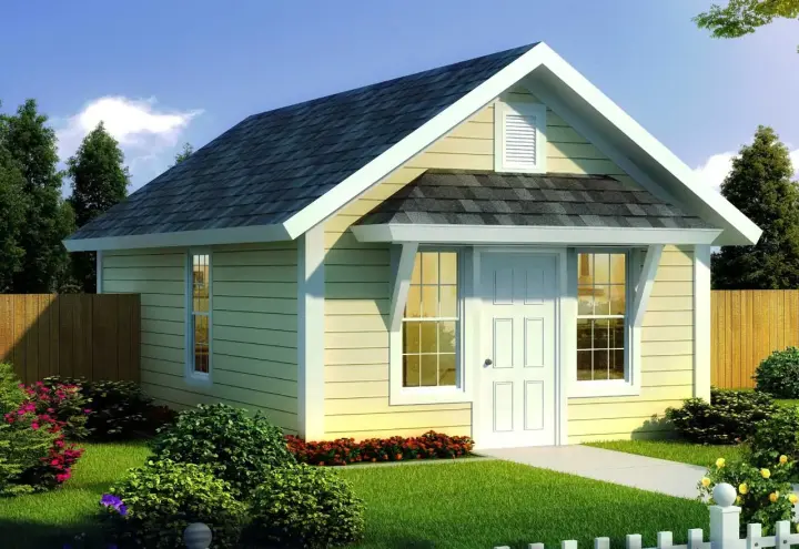Craftsman house plans 11-482 - front exterior, 395 sq ft, 1 bed, 1 bath house plans | Monster House Plans