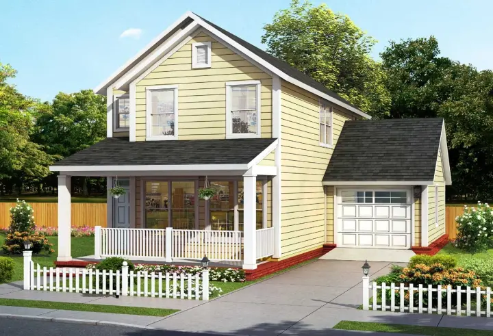Traditional house plans 11-487 - front exterior, 1,564 sq ft, 2 bed, 2 bath house plans | Monster House Plans