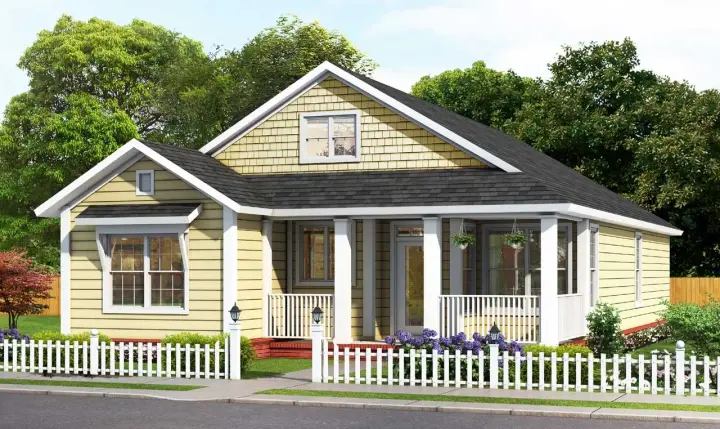 Cottage house plans 11-497 - front exterior, 1,558 sq ft, 3 bed, 2 bath house plans | Monster House Plans