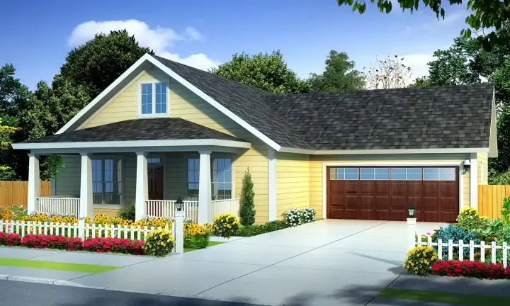 Craftsman house plans 11-500 - front exterior, 1,437 sq ft, 3 bed, 2 bath house plans | Monster House Plans