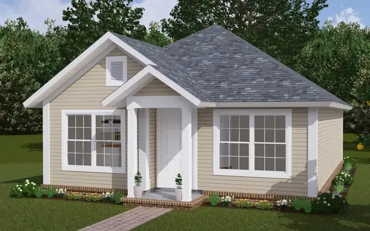 Craftsman house plans 11-504 - front exterior, 788 sq ft, 2 bed, 1 bath house plans | Monster House Plans