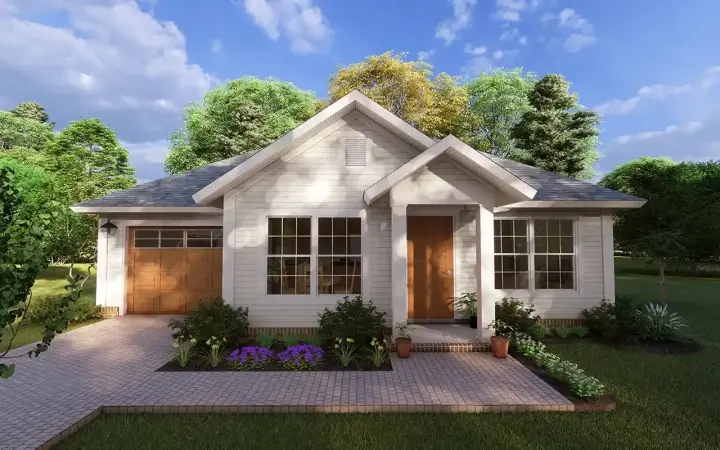 Craftsman house plans 11-505 - front exterior, 788 sq ft, 2 bed, 1 bath house plans | Monster House Plans