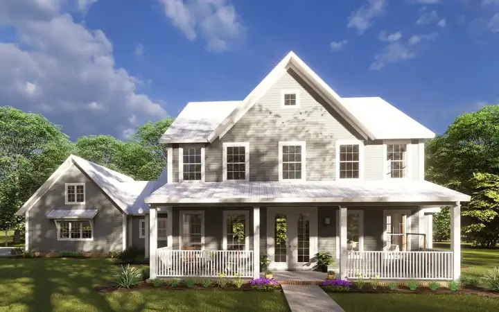 Modern Farmhouse house plans 11-511 - front exterior, 2,398 sq ft, 4 bed, 3 bath house plans | Monster House Plans