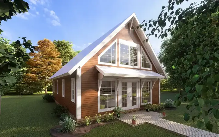 Cottage house plans 11-513 - front exterior, 1,050 sq ft, 2 bed, 2 bath house plans | Monster House Plans