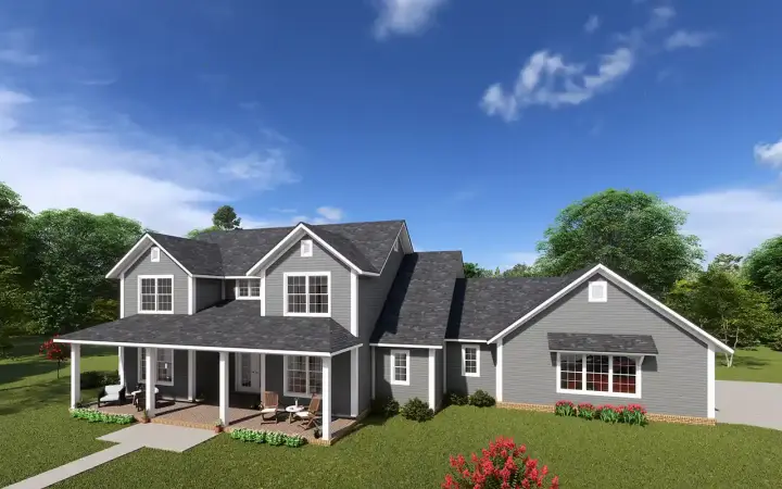Farmhouse house plans 11-521 - front exterior, 2,693 sq ft, 4 bed, 3 bath house plans | Monster House Plans