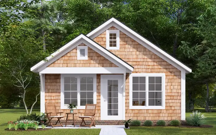 Craftsman house plans 11-530 - front exterior, 785 sq ft, 3 bed, 1 bath house plans | Monster House Plans