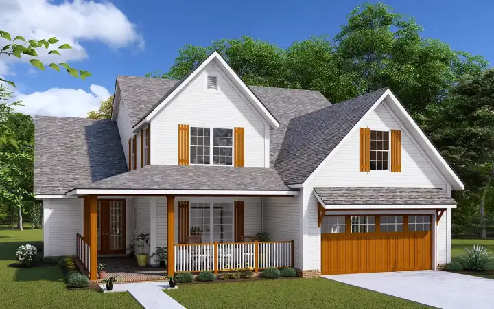 Country house plans 11-535 - front exterior, 1,483 sq ft, 3 bed, 2 bath house plans | Monster House Plans