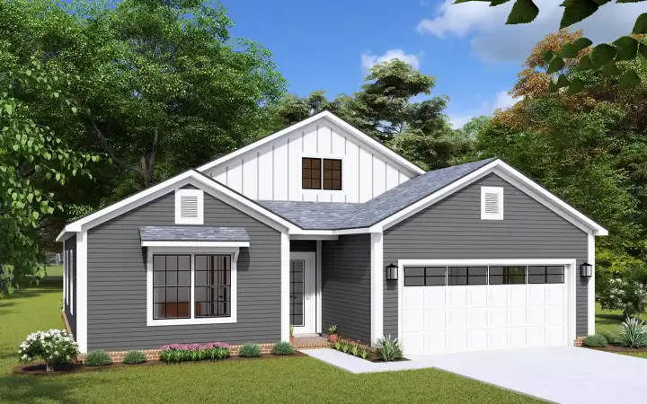 New American house plans 11-536 - front exterior, 1,400 sq ft, 3 bed, 2 bath house plans | Monster House Plans