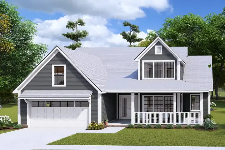 Farmhouse house plans 11-537 - front exterior, 1,983 sq ft, 3 bed, 2 bath house plans | Monster House Plans