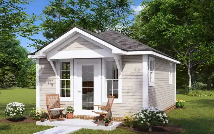Accessory Dwelling Unit house plans 11-538 - front exterior, 292 sq ft, 1 bed, 1 bath house plans | Monster House Plans