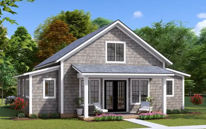 Cottage house plans 11-540 - front exterior, 1,049 sq ft, 2 bed, 2 bath house plans | Monster House Plans