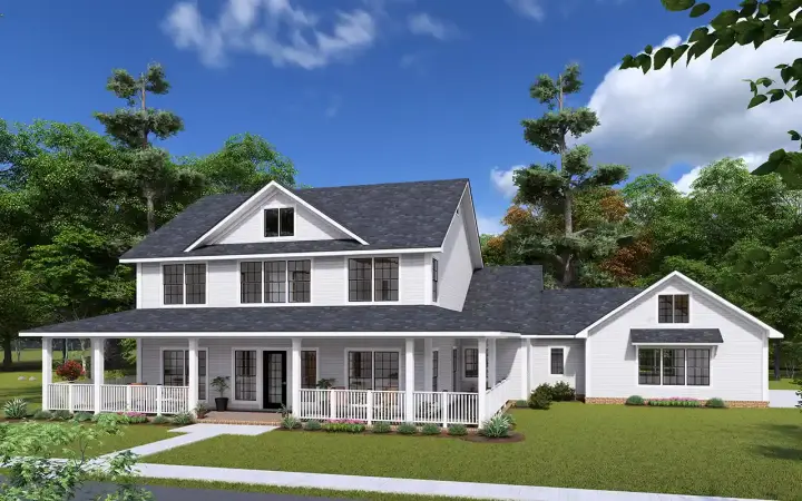 Farmhouse house plans 11-543 - front exterior, 2,716 sq ft, 4 bed, 3 bath house plans | Monster House Plans