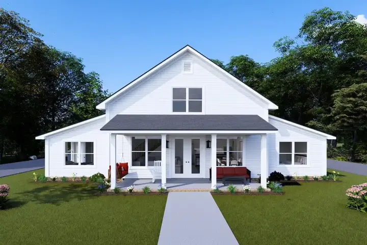 Farmhouse house plans 11-550 - front exterior, 2,228 sq ft, 4 bed, 3 bath house plans | Monster House Plans