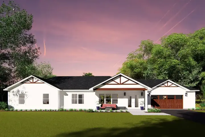 Craftsman house plans 11-555 - front exterior, 1,931 sq ft, 4 bed, 2 bath house plans | Monster House Plans