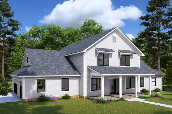 Farmhouse house plans 11-556 - front exterior, 2,695 sq ft, 4 bed, 3 bath house plans | Monster House Plans