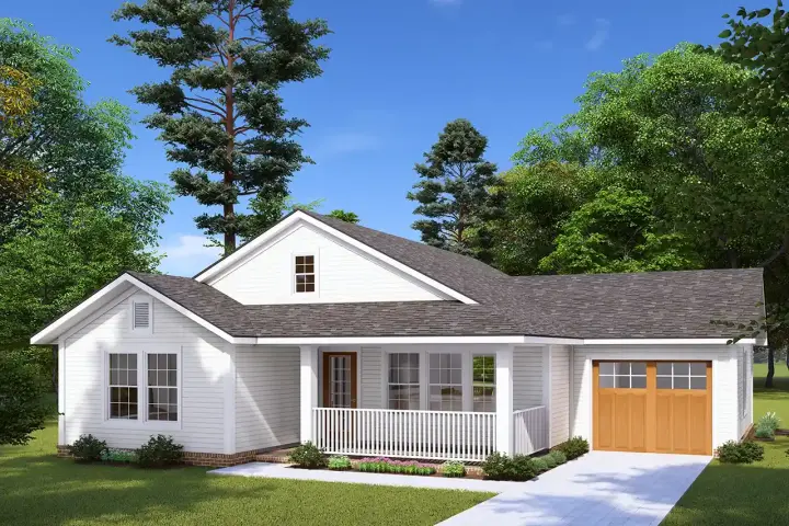 Craftsman house plans 11-557 - front exterior, 997 sq ft, 2 bed, 2 bath house plans | Monster House Plans