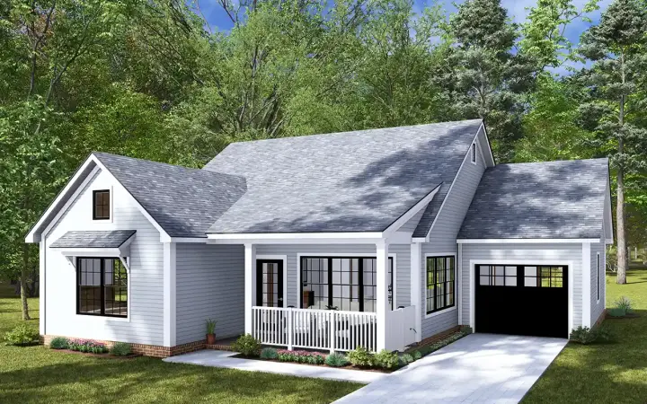 Country house plans 11-562 - front exterior, 1,210 sq ft, 2 bed, 2 bath house plans | Monster House Plans