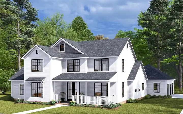 Farmhouse house plans 11-566 - front exterior, 2,382 sq ft, 4 bed, 3 bath house plans | Monster House Plans