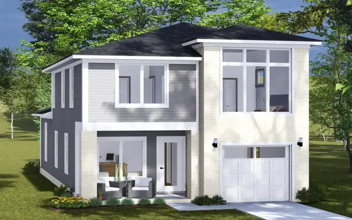 Modern house plans 11-586 - front exterior, 2,034 sq ft, 3 bed, 3 bath house plans | Monster House Plans