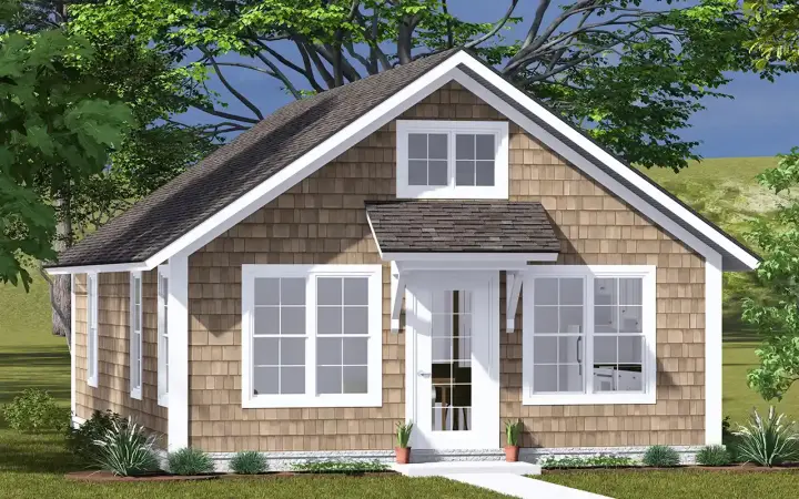 Craftsman house plans 11-588 - front exterior, 693 sq ft, 2 bed, 2 bath house plans | Monster House Plans