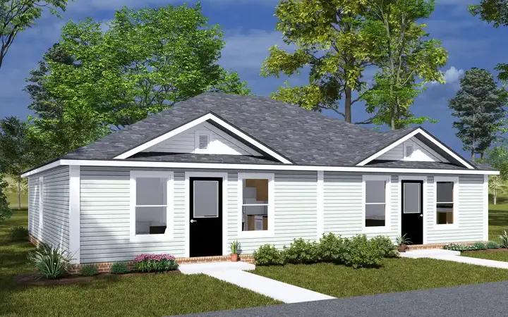 Traditional house plans 11-590 - front exterior, 1,570 sq ft, 6 bed, 2 bath house plans | Monster House Plans