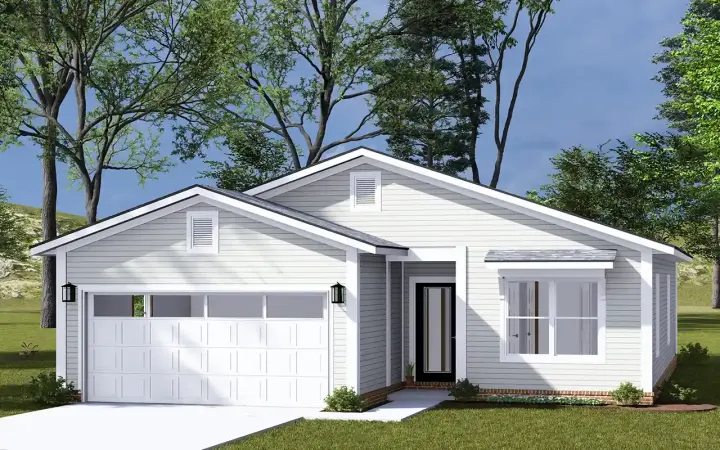 Traditional house plans 11-596 - front exterior, 1,342 sq ft, 3 bed, 2 bath house plans | Monster House Plans