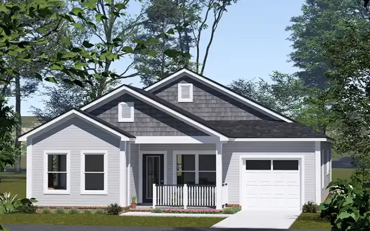Traditional house plans 11-621 - front exterior, 1,547 sq ft, 3 bed, 2 bath house plans | Monster House Plans