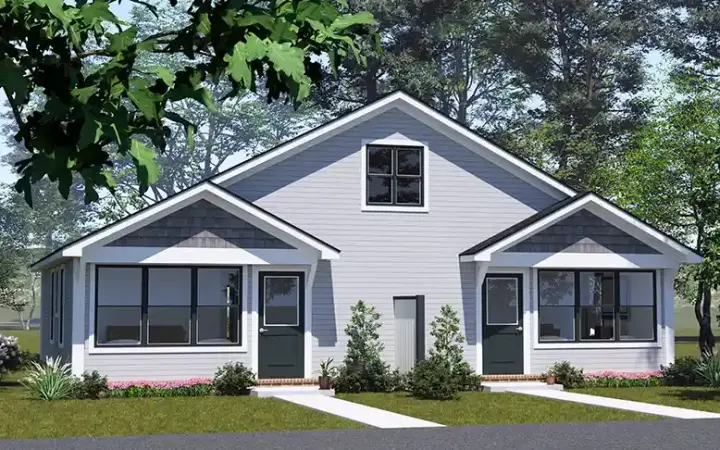 Traditional house plans 11-627 - front exterior, 1,320 sq ft, 4 bed, 4 bath house plans | Monster House Plans