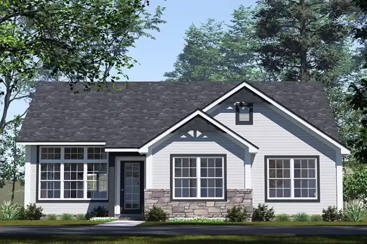Traditional house plans 11-630 - front exterior, 1,341 sq ft, 3 bed, 2 bath house plans | Monster House Plans