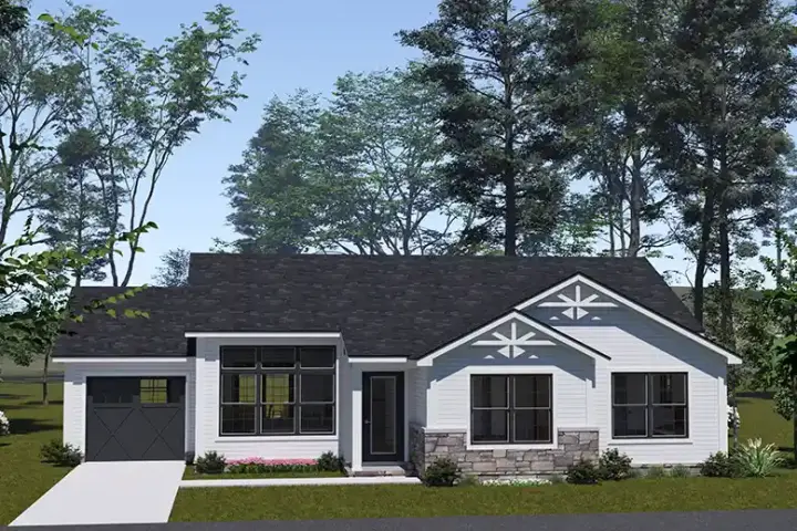 Craftsman house plans 11-631 - front exterior, 1,341 sq ft, 3 bed, 2 bath house plans | Monster House Plans