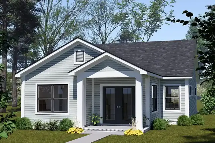 Traditional house plans 11-637 - front exterior, 1,395 sq ft, 3 bed, 2 bath house plans | Monster House Plans
