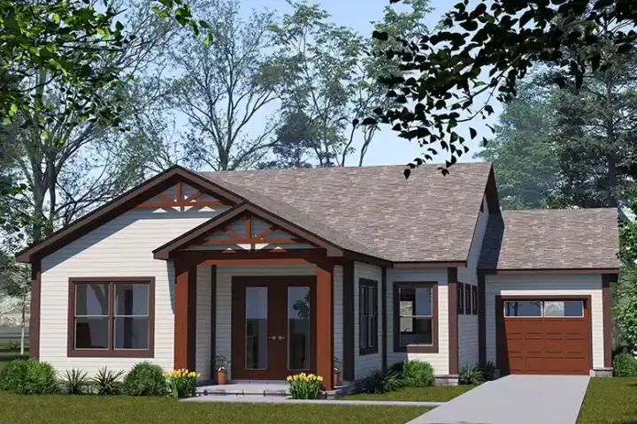 Country house plans 11-638 - front exterior, 1,395 sq ft, 3 bed, 2 bath house plans | Monster House Plans