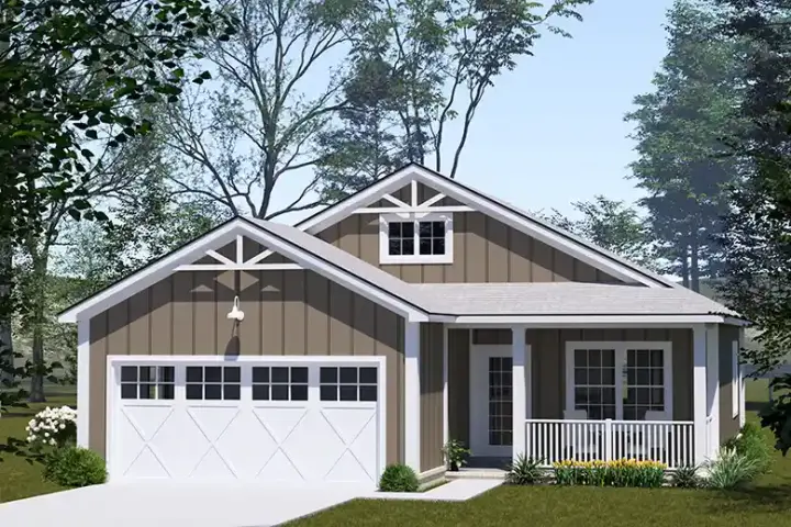 Cottage house plans 11-640 - front exterior, 1,273 sq ft, 3 bed, 2 bath house plans | Monster House Plans