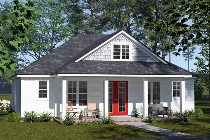 Cottage house plans 11-645 - front exterior, 1,049 sq ft, 2 bed, 2 bath house plans | Monster House Plans