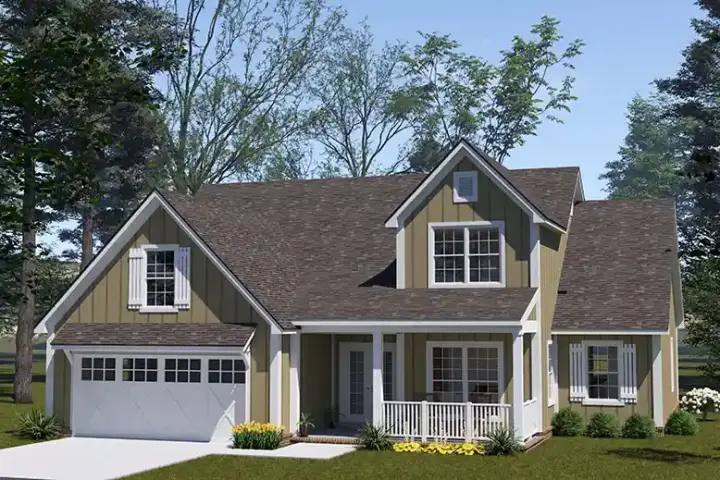 Farmhouse house plans 11-651 - front exterior, 1,976 sq ft, 3 bed, 2 bath house plans | Monster House Plans