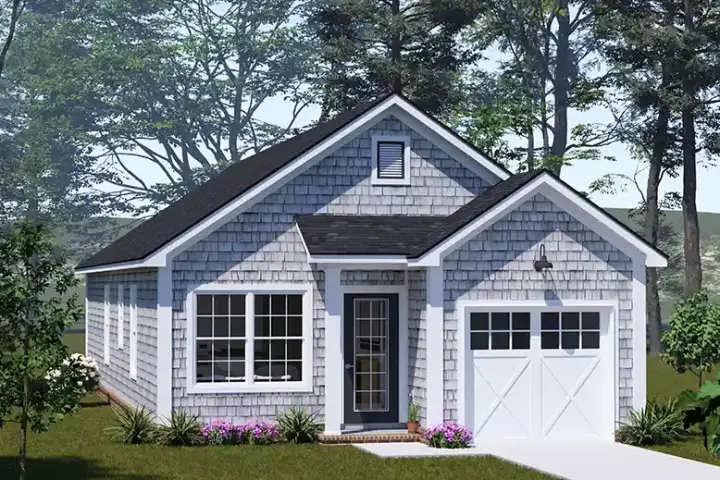 Cottage house plans 11-652 - front exterior, 1,120 sq ft, 3 bed, 2 bath house plans | Monster House Plans