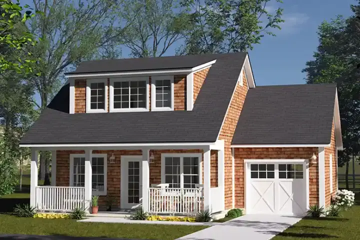 Bungalow house plans 11-697 - front exterior, 880 sq ft, 2 bed, 2 bath house plans | Monster House Plans