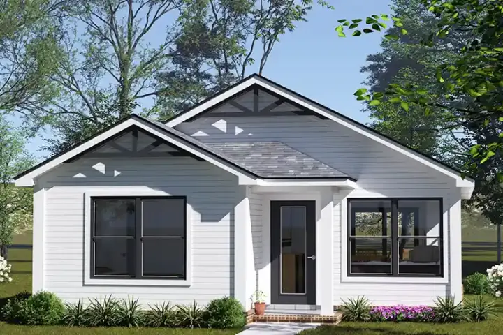 Craftsman house plans 11-700 - front exterior, 751 sq ft, 2 bed, 1 bath house plans | Monster House Plans
