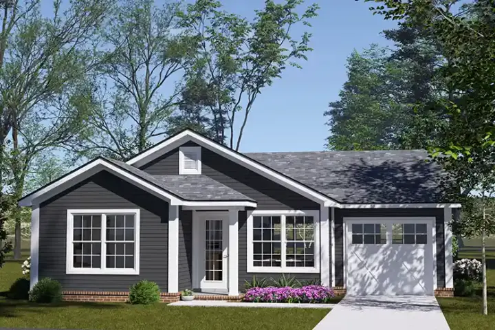 Craftsman house plans 11-701 - front exterior, 751 sq ft, 2 bed, 1 bath house plans | Monster House Plans