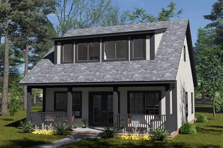 Bungalow house plans 11-703 - front exterior, 1,288 sq ft, 3 bed, 2 bath house plans | Monster House Plans