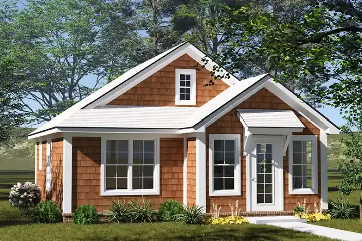 Accessory Dwelling Unit house plans 11-707 - front exterior, 574 sq ft, 1 bed, 1 bath house plans | Monster House Plans
