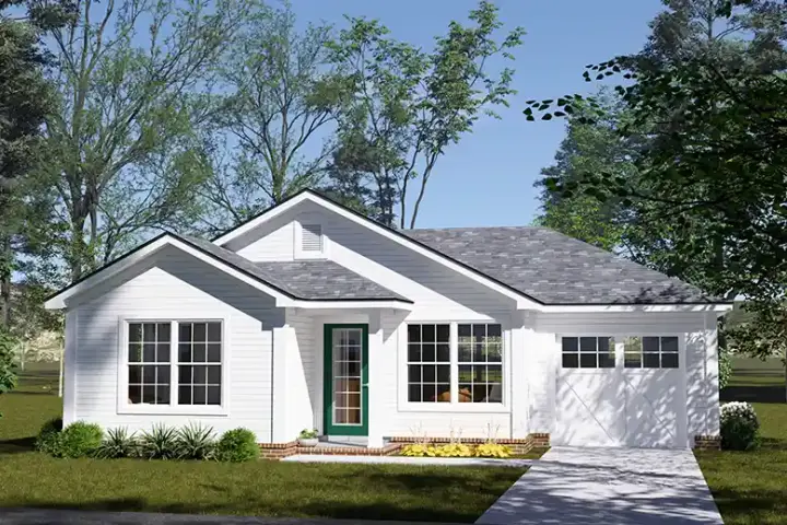 Craftsman house plans 11-710 - front exterior, 799 sq ft, 2 bed, 2 bath house plans | Monster House Plans
