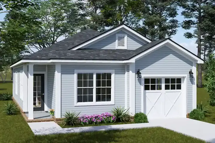 Traditional house plans 11-716 - front exterior, 946 sq ft, 2 bed, 2 bath house plans | Monster House Plans