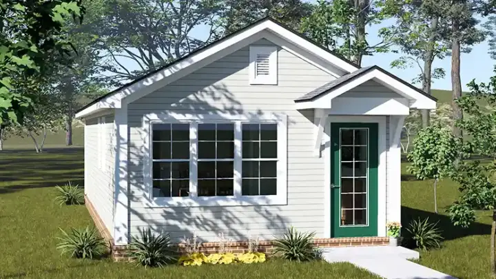 Accessory Dwelling Unit house plans 11-721 - front exterior, 592 sq ft, 1 bed, 1 bath house plans | Monster House Plans