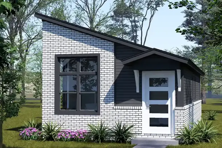 Accessory Dwelling Unit house plans 11-722 - front exterior, 592 sq ft, 1 bed, 1 bath house plans | Monster House Plans